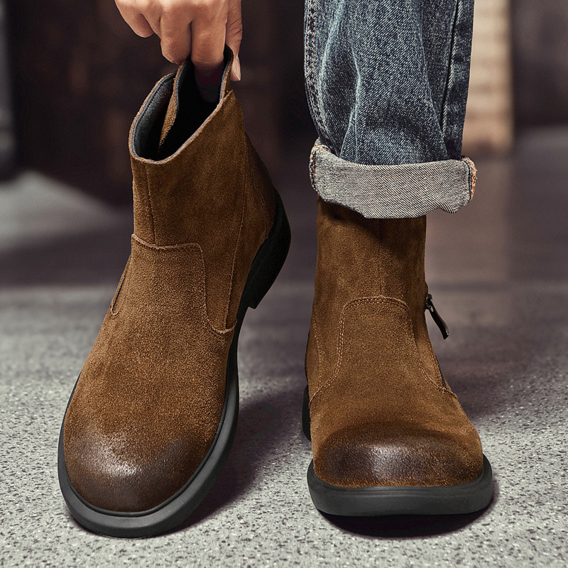 Vintage Fashion Style Men - Męskie buty Chelsea ze skóry bydlęcej