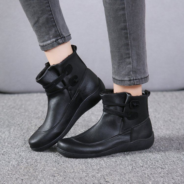 Vintage Fashion Boots - Damskie vintage botki z okrągłym noskiem,
