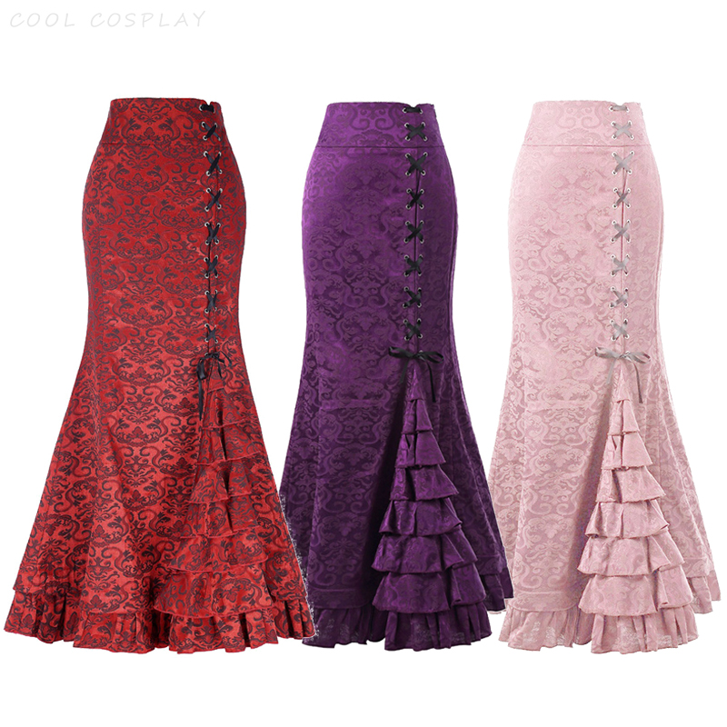 Vintage Fashion Fabrics - Długie spódnice damskie punkowe spódnice typu