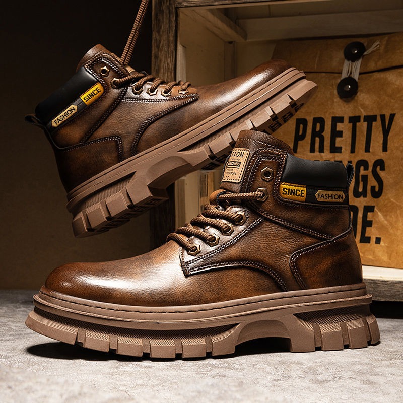 Vintage Fashion Boots - Męskie botki na platformie w stylu