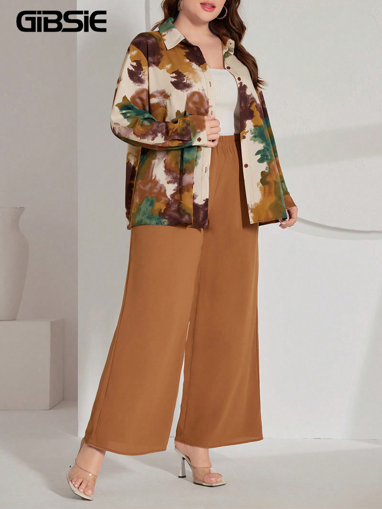 Tie Dye Shirt Vintage - Komplety damskie GIBSIE Plus Size na