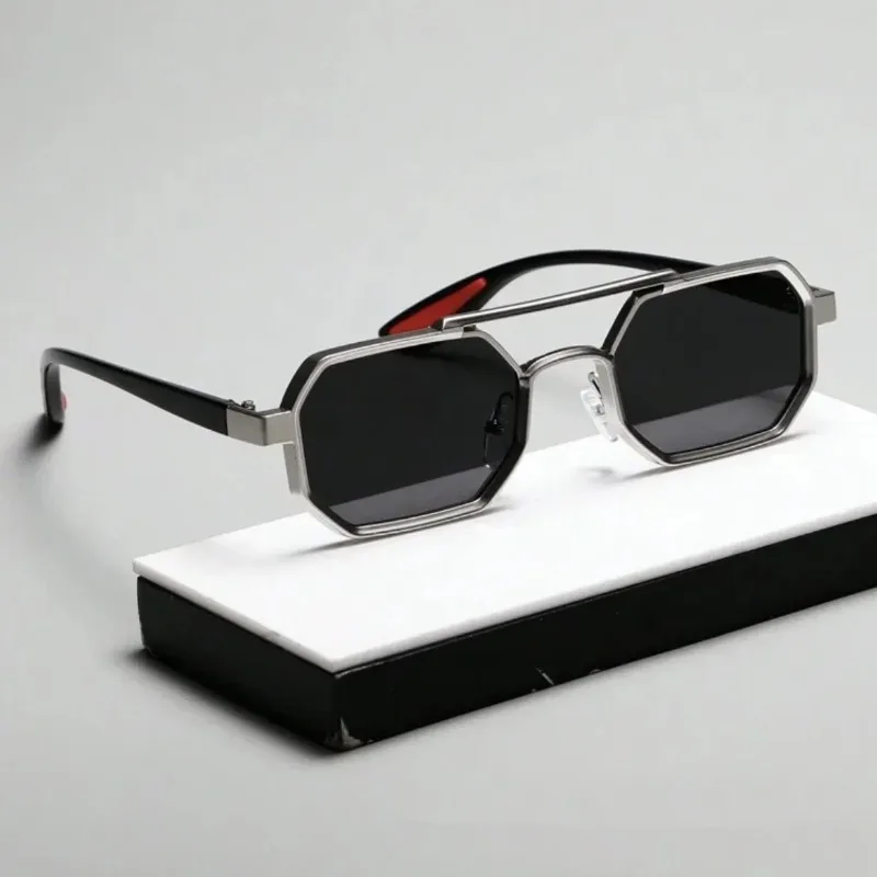 Vintage Fashion Style Men - Klasyczne, kwadratowe okulary przeciwsłoneczne dla mężczyzn,