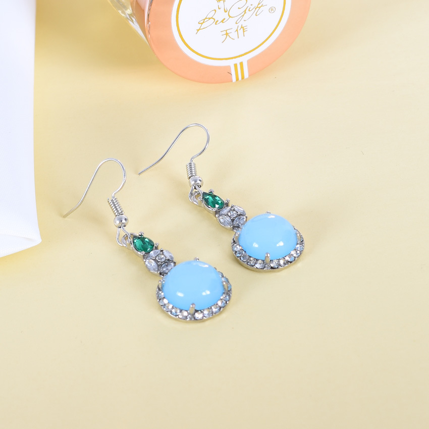 Vintage Fashion Accessories - Kolczyki z niebieskiego naturalnego jadeitu, vintage,