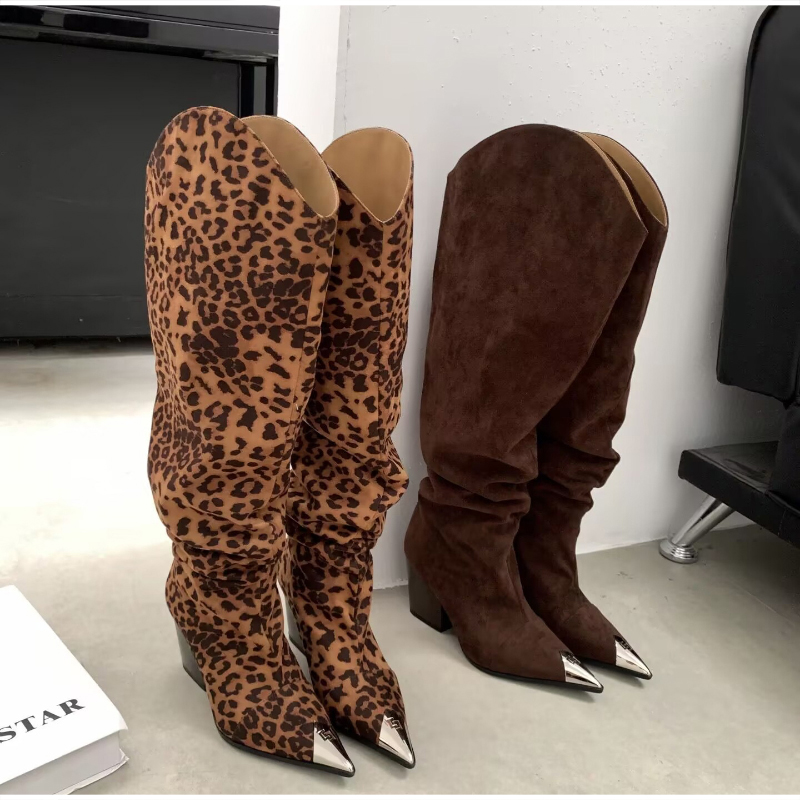 Vintage Fashion Boots - Botki w panterkę, w stylu vintage,