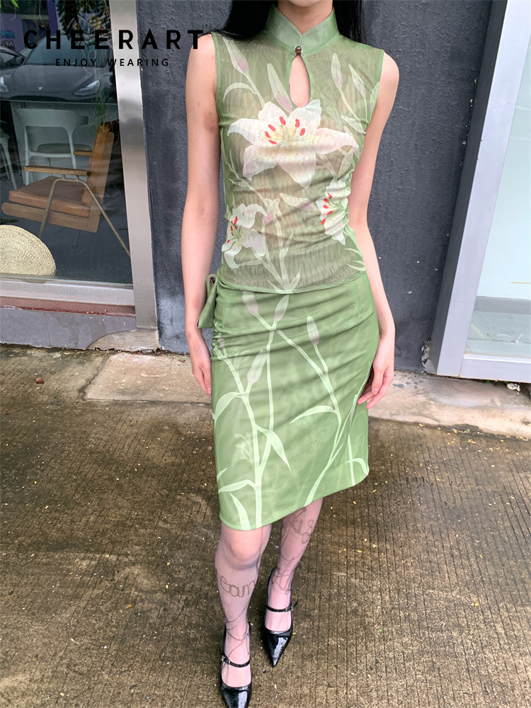 Vintage Fashion Fabrics - CHEERART Dwuczęściowy zestaw dla kobiet Elegancki
