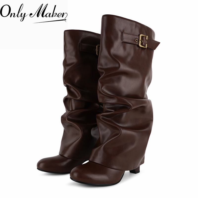 Onlymaker – brązowe, sztuczne  – Vintage Fashion Boots recenzja i cena