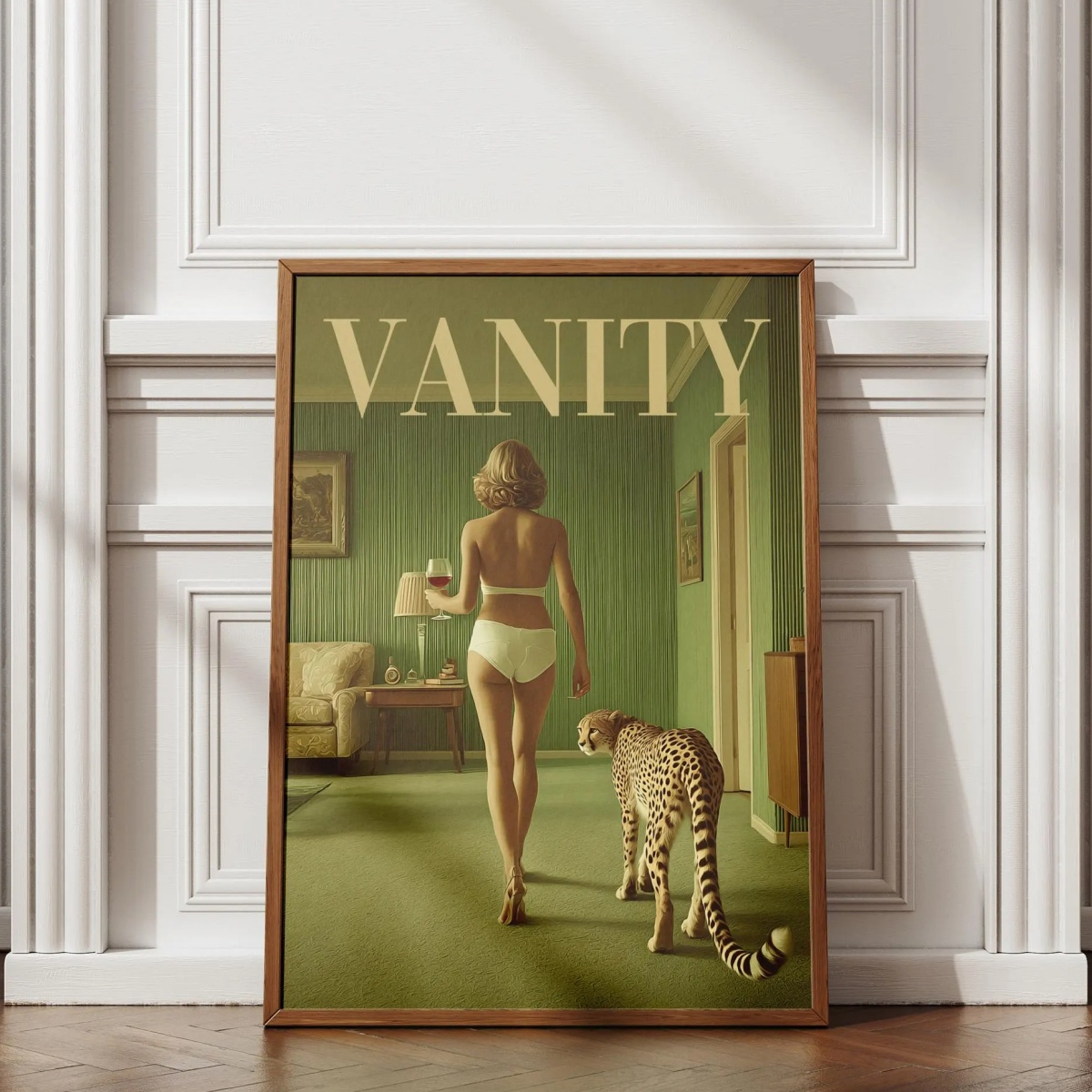 Vintage Kobieta z Gepardem Obr – Vintage Vogue Fashion Poster recenzja i cena