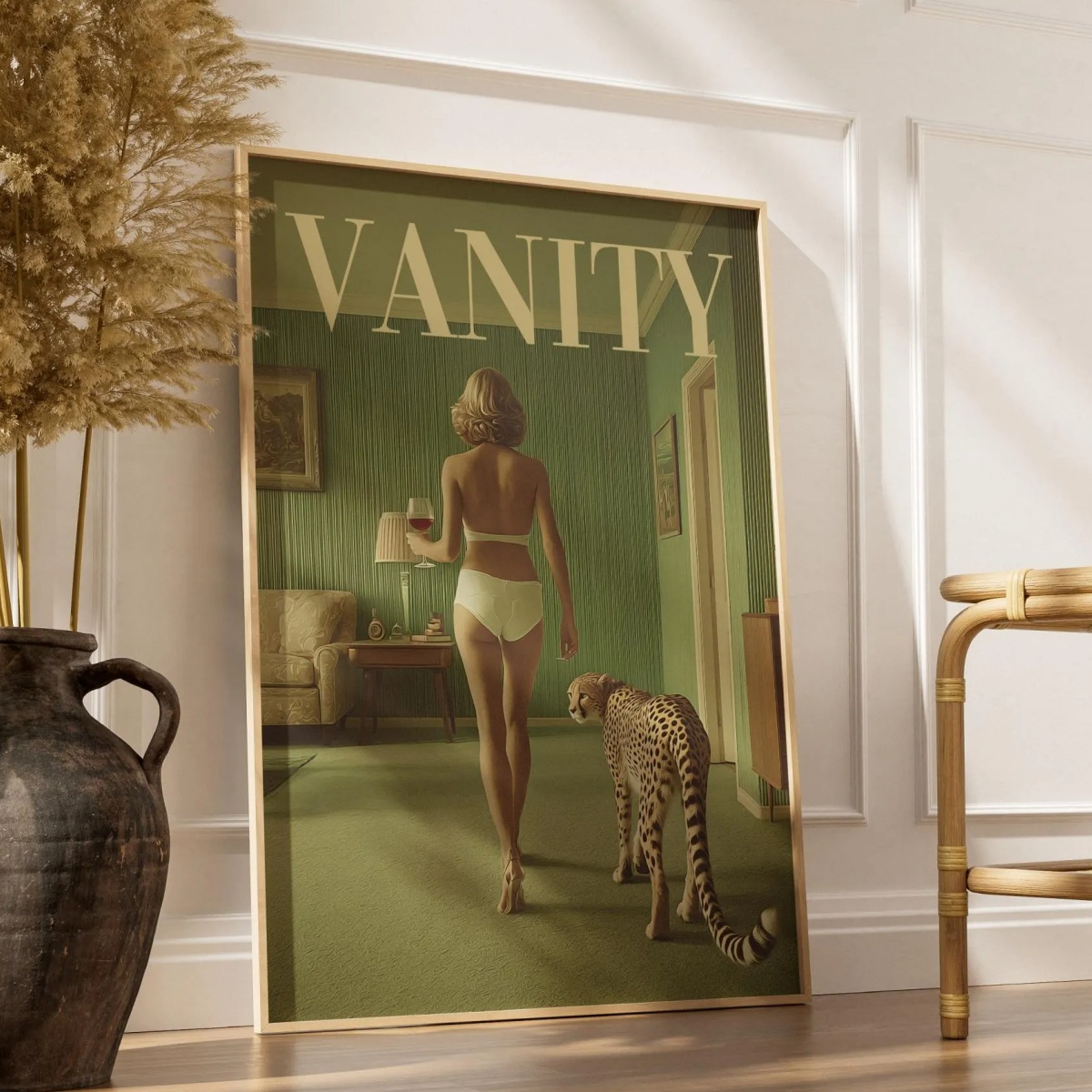 Vintage Kobieta z Gepardem Obr – Vintage Vogue Fashion Poster recenzja i cena
