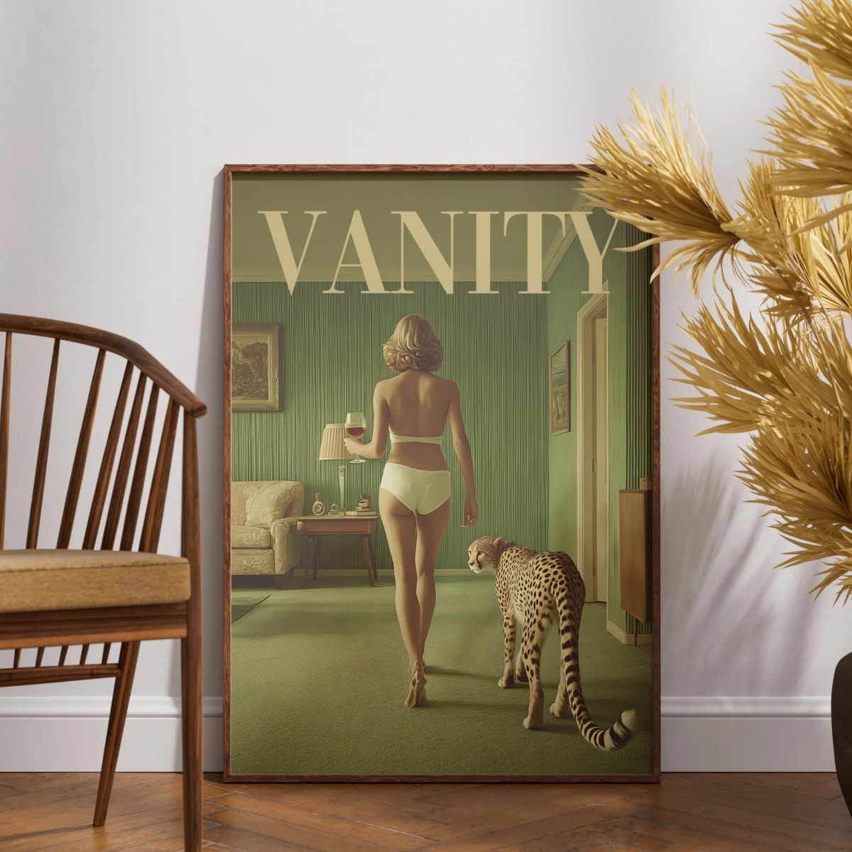 Vintage Kobieta z Gepardem Obr – Vintage Vogue Fashion Poster recenzja i cena